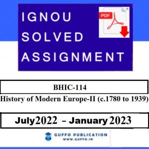 BHIC-114 History of Modern Europe-II (c.1780 to 1939)