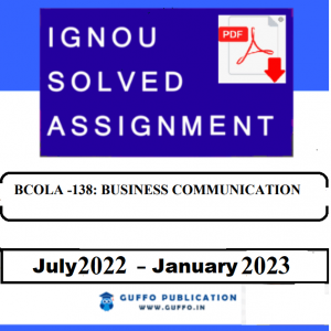 IGNOU BCOLA-138 SOLVED ASSIGNMENT 2022-23 PDF ENGLISH